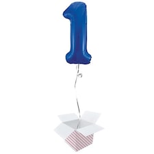 Blue Number 1 Helium Foil Giant Balloon - Inflated Balloon in a Box