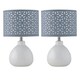 image 1 of First Choice Lighting Set of 2 Tuscan White Ceramic Lamps with Grey Cut Out Shade White | Grey