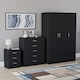 image 6 of Vida Designs Riano 3 Piece Bedroom Set (3 Drawer Bedside Chest, 5 Drawer Chest, 3 Door Wardrobe), Black (5)
