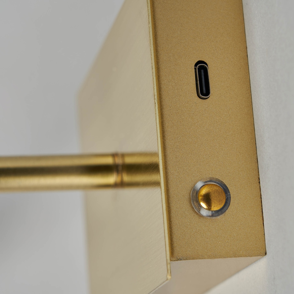 image 1 of BHS Dougie Rechargeable Picture Wall Light | Yellow | Brass | 1