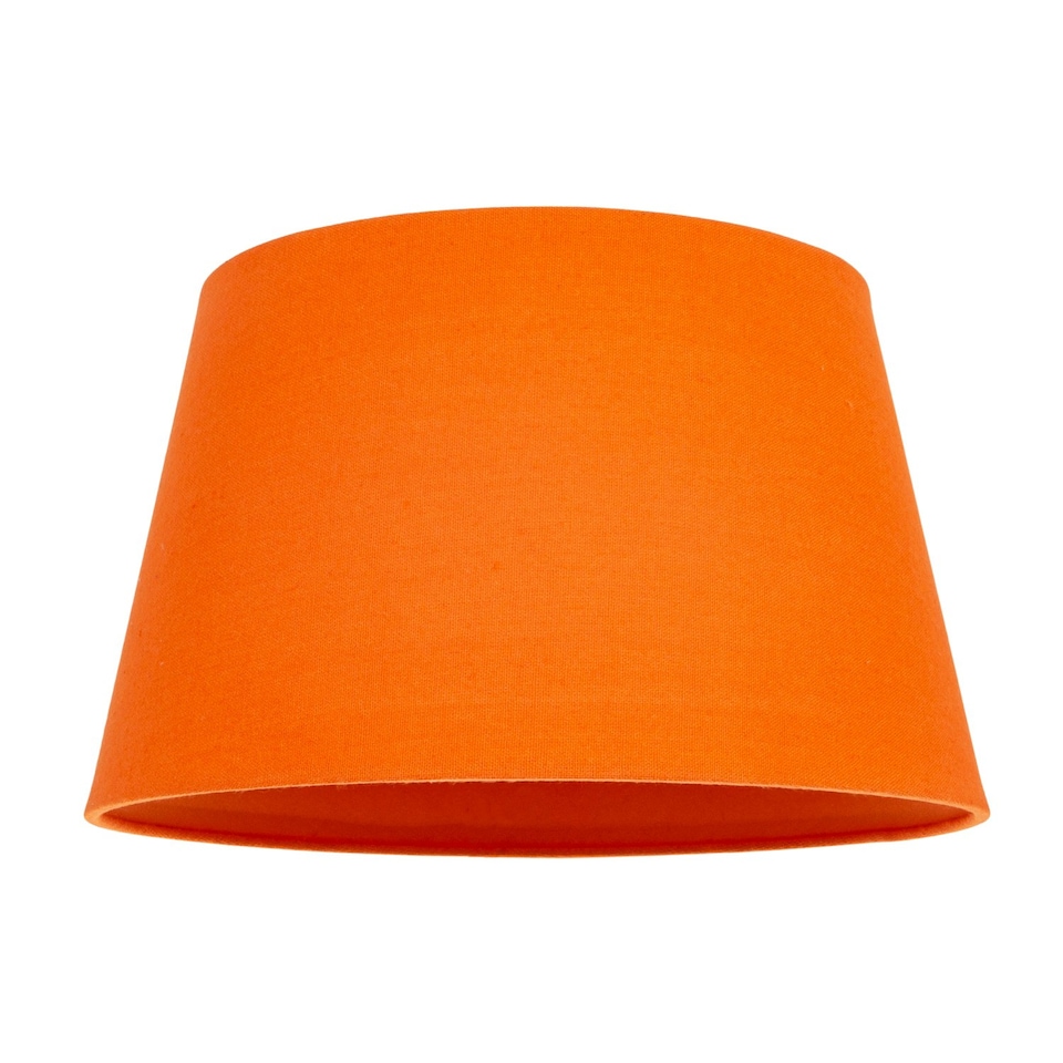 image 1 of Traditional 30cm Vivid Orange Linen Fabric Drum Table/Pendant Shade 60w Maximum