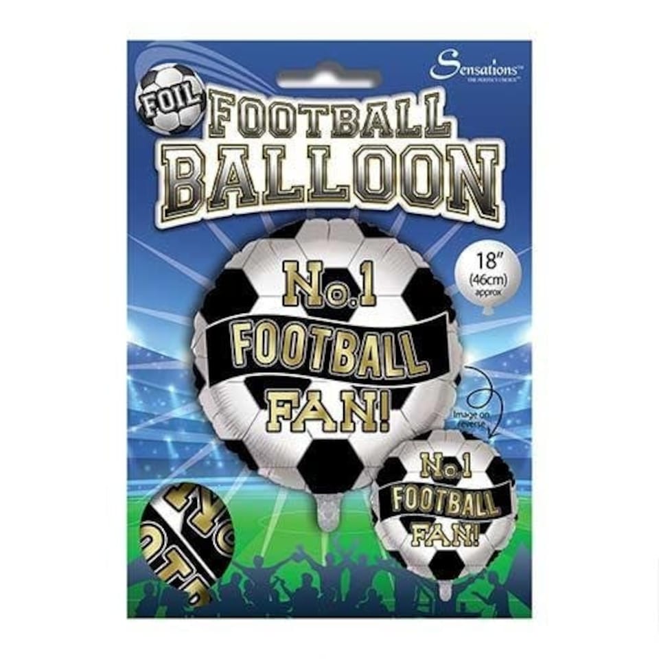 image 1 of Black & White No. 1 Football Fan Round Foil Helium Balloon 46cm / 18 in | Black