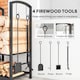 image 4 of Outsunny Metal Firewood Log Holder 2 Layer Firewood Rack Indoor Outdoor Fireplace Wood Storage Shelf with 4 Tools and Hooks, Black, 40L x 30W x 74.5H cm