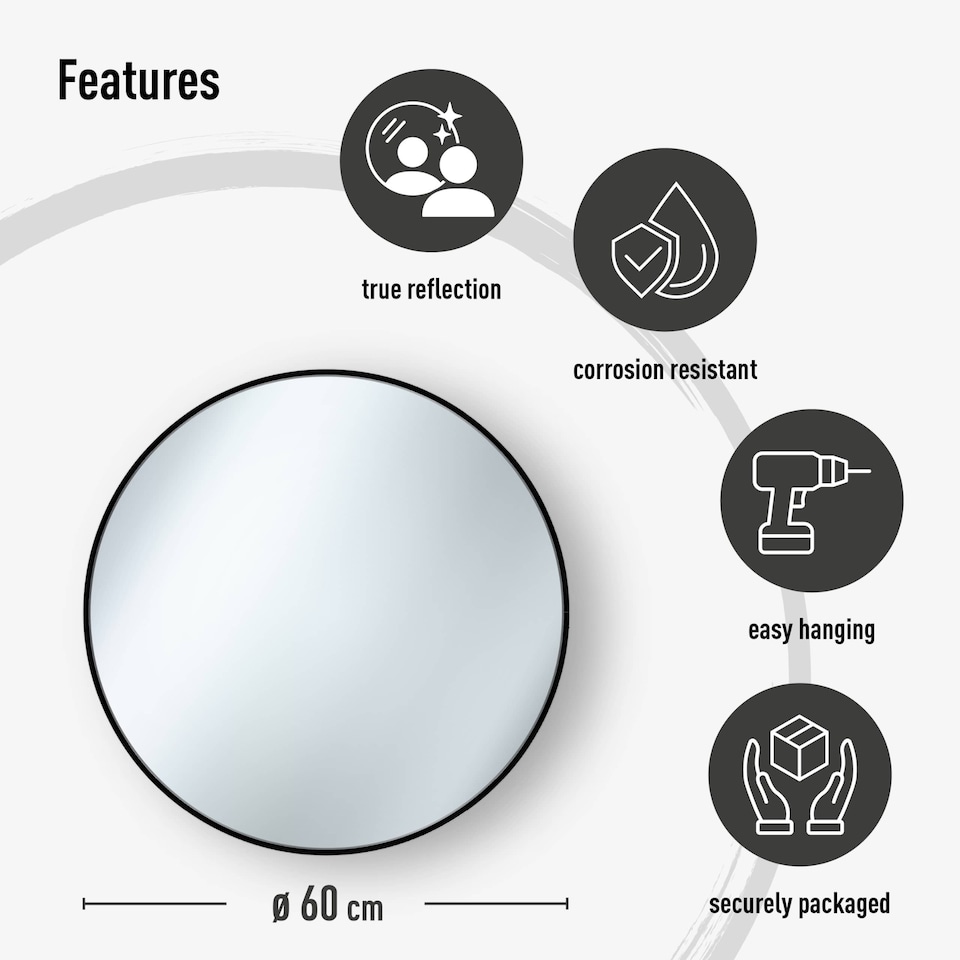 image 1 of Nielsen Jaron Round Wall Mirror - Slim Aluminium Frame - Oak - 60cm
