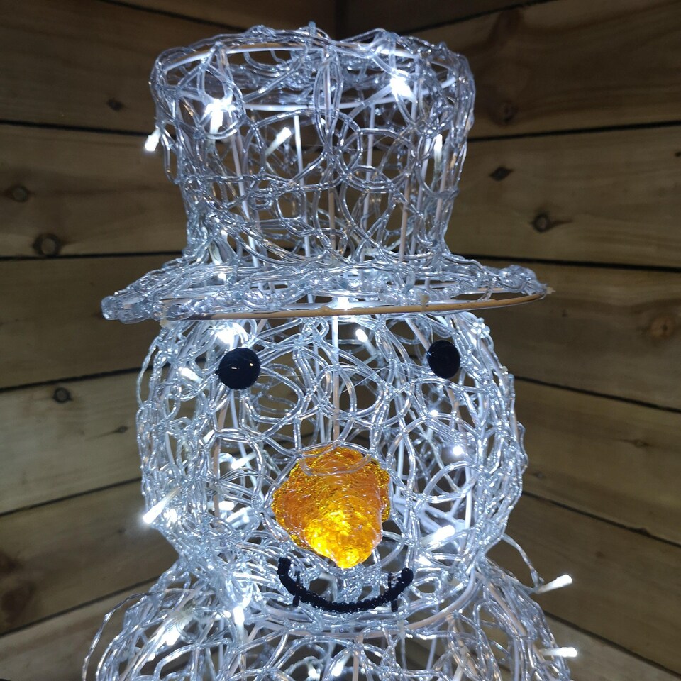 image 1 of Premier Indoor Outdoor Christmas 90cm Lit Soft Acrylic Snowman With 80 White LED