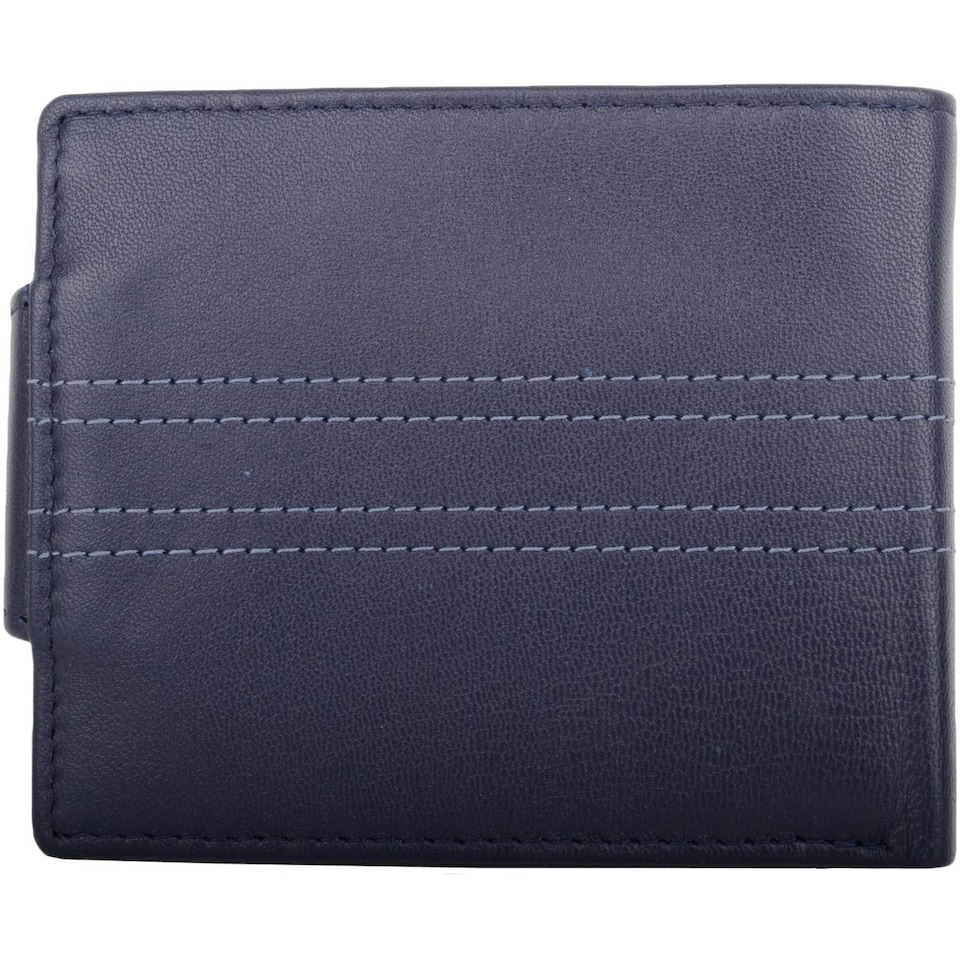 image 1 of Soft Leather Bi-Fold RFID Protected Money / Credit Card Wallet Blue | Navy/Grey