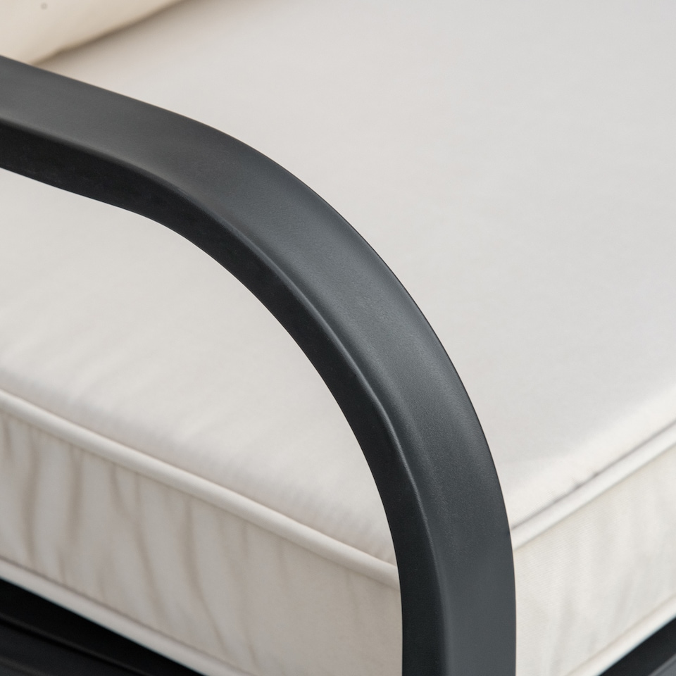 image 1 of Outsunny 2-Person Outdoor Loveseat Glider Bench Rocking Chair for Patio, Garden, Yard, Porch with Armrest and Cushions, Khaki