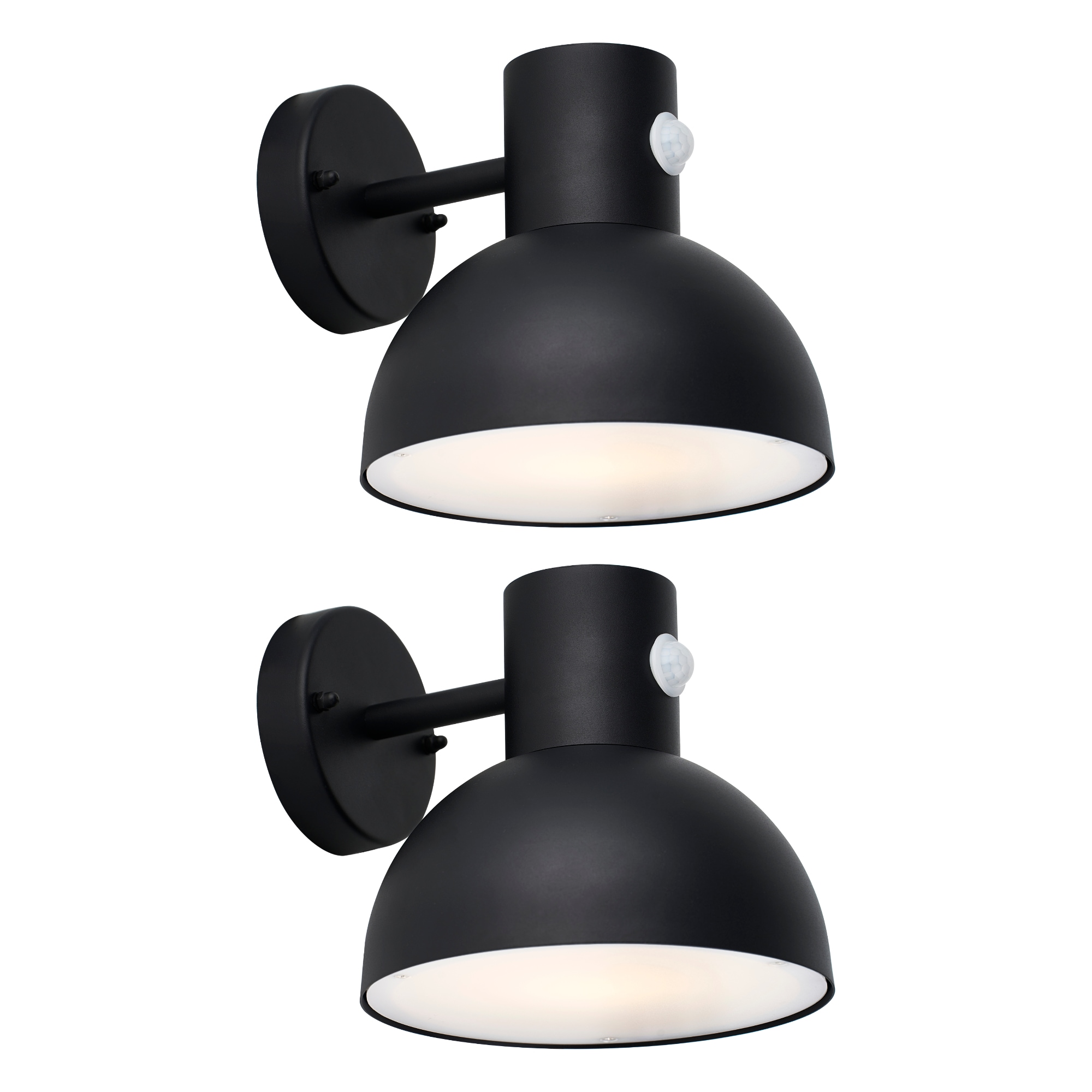 First Choice Lighting Set of 2 Arkle - Black Motion Sensor Outdoor Wall Lights