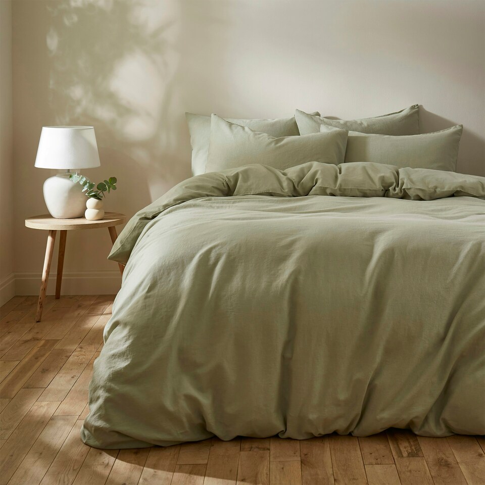 image 1 of Touch Of Linen - Pistachio Green- Duvet Cover Set (Includes 2 Pillowcases - 1 For Single) Green | Pistachio Green | Single