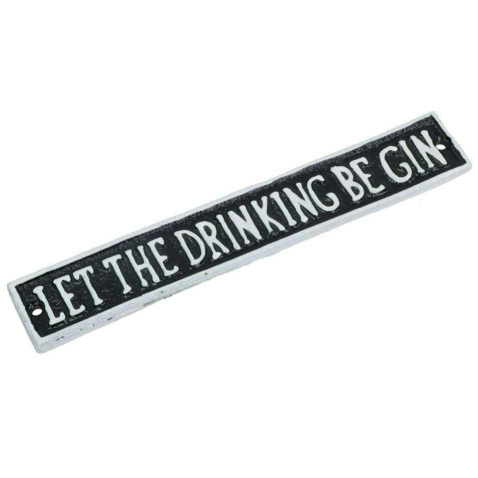 image 1 of Let The Drink Be Gin Cast Iron Sign Plaque Wall Door House Cocktail Pub Bar