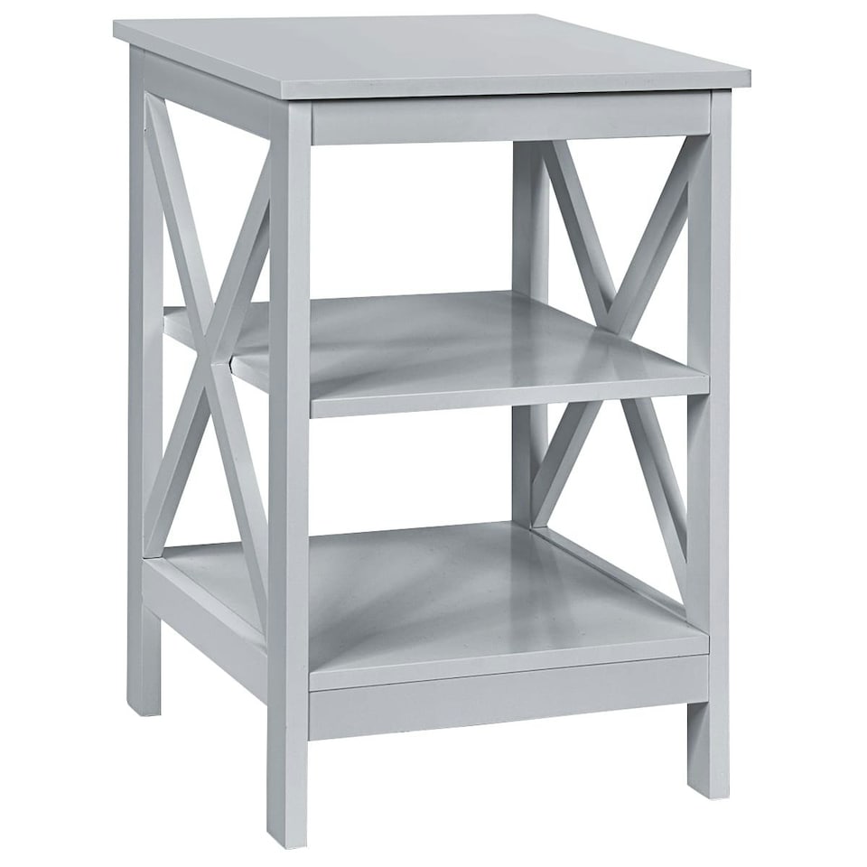 image 1 of COSTWAY 3-Tier Nightstand Side Table X-Design End Table Grey
