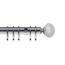 25-28mm Crash End Satin Silver Metal Curtain Pole Set 120 - 210cm Silver | Silver