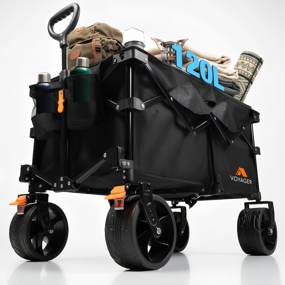 image 1 of Voyager Heavy Duty Folding Camping Wagon with All Terrain Wheels