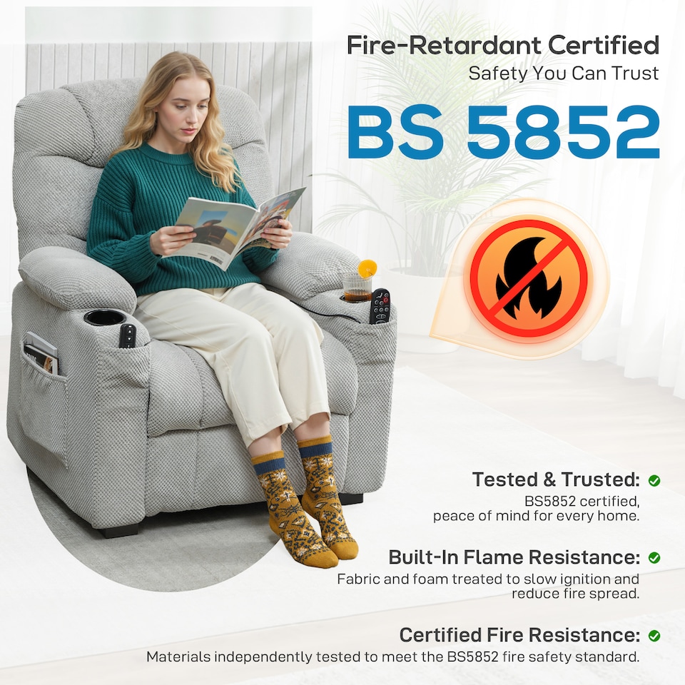 image 1 of HOMCOM Electric Massage Recliner Armchair with Heat, Reclining Chair, Grey | Grey