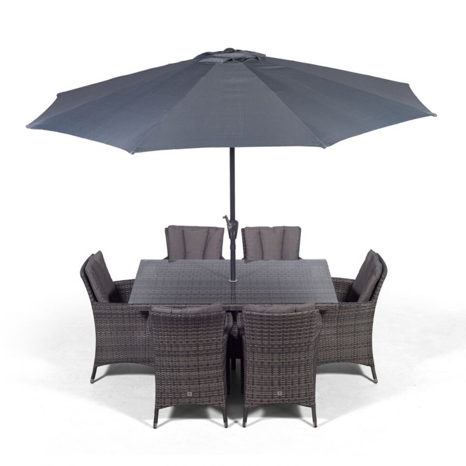 image 1 of Savannah Rectangular 6 Seater Rattan Patio Dining Set | Grey | Grey