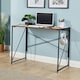 image 3 of Folding Compact Desk Storage Hook Wood Metal Office Computer Table Workstation Grey
