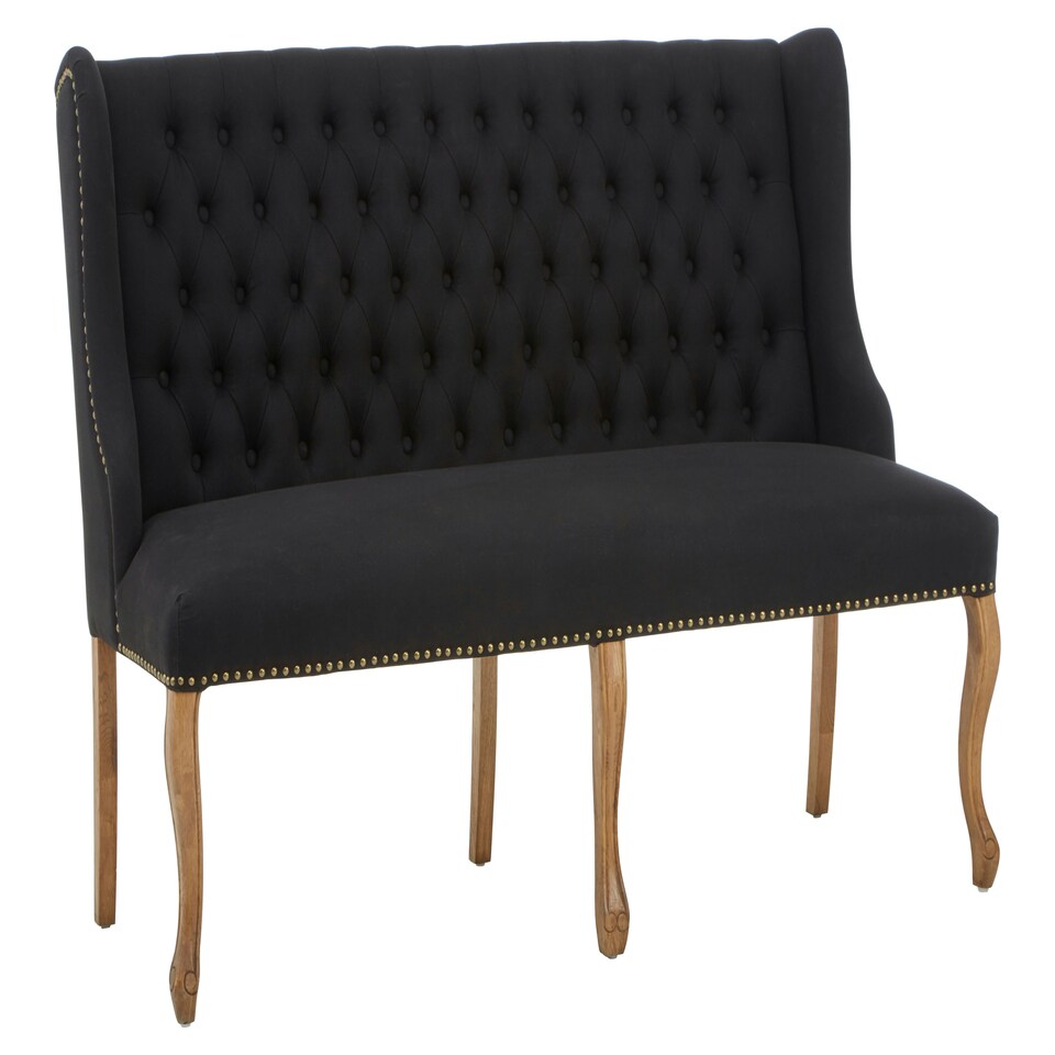 image 1 of Interiors By Premier 2 Seat Black Bench With Cabriole-Style Legs,Luxe Dining Bench,Spacious Patio Settee,Wooden Bench For Bedroom Black