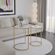 image 1 of 2 Piece Round Nesting Side Tables Set Tempered Glass Top Metal Leg Coffee Tables | Multi | Gold Legs Transparent Glass