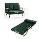 image 3 of HOMCOM 2 Seater Sofa Bed, Click Clack Convertible Bed Settee, Modern Velvet Feel Fabric Sofa Couch with 2 Tufted Cushions, Wood Armrests for Living Room, Bedroom, Guest Room, Green | Green | green | One Size