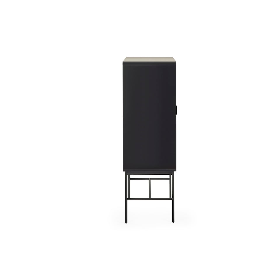 image 1 of Alvin Black and Natural Woodâ€‘Effect 2 Door Storage Cabinet