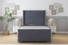 Sloomy Devonshire Steel Plush Bed Frame With Mattress With 50" Upholstered Wingback Headboard 2'6 Small Single