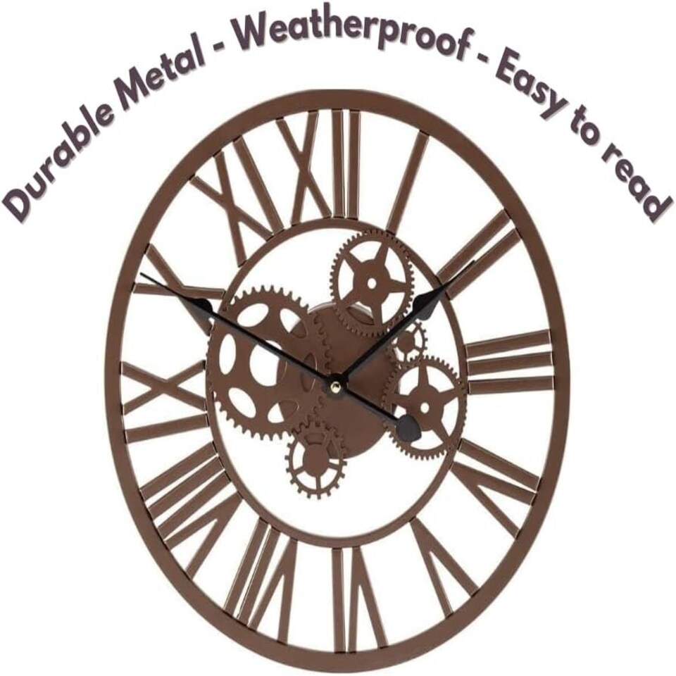 image 1 of Marco Paul 35cm Brown Skeleton Wall Clock Brown