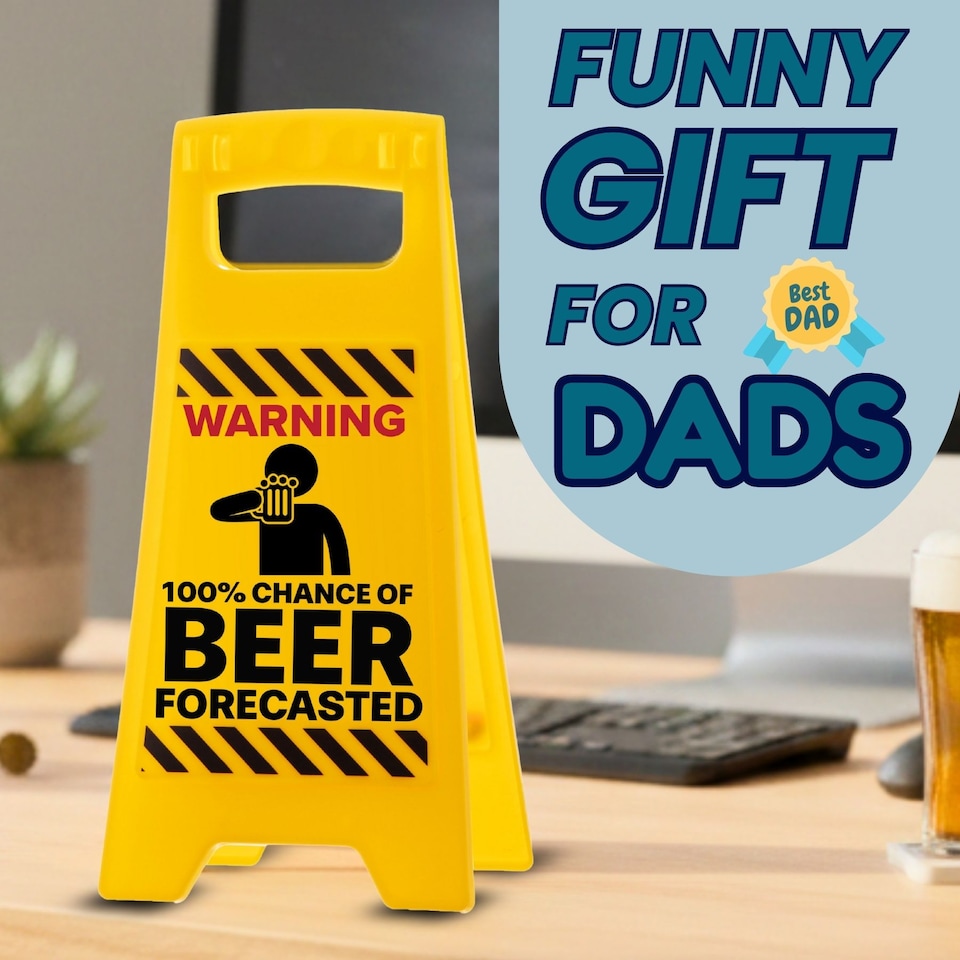 image 1 of 100 Chance of Beer Forecasted Warning Sign - Novelty Gift Idea for Men, Funny Present for Dad, Home Bar Accessories