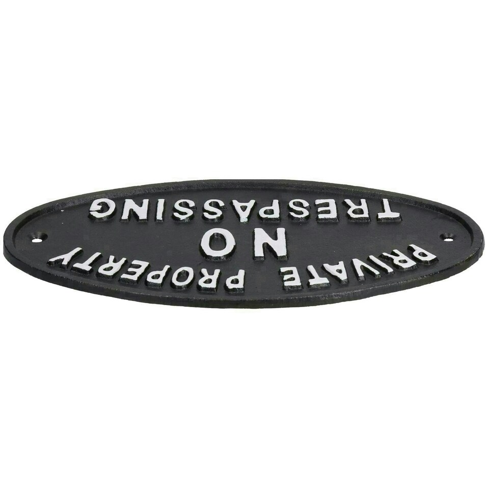image 1 of Private Property No Trespassing Cast Iron Sign Plaque Door Wall House Gate Post