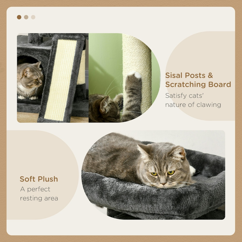 image 1 of PawHut Cat Tree 83cm Indoor Cat Scratching Post Kitten Tower, Black