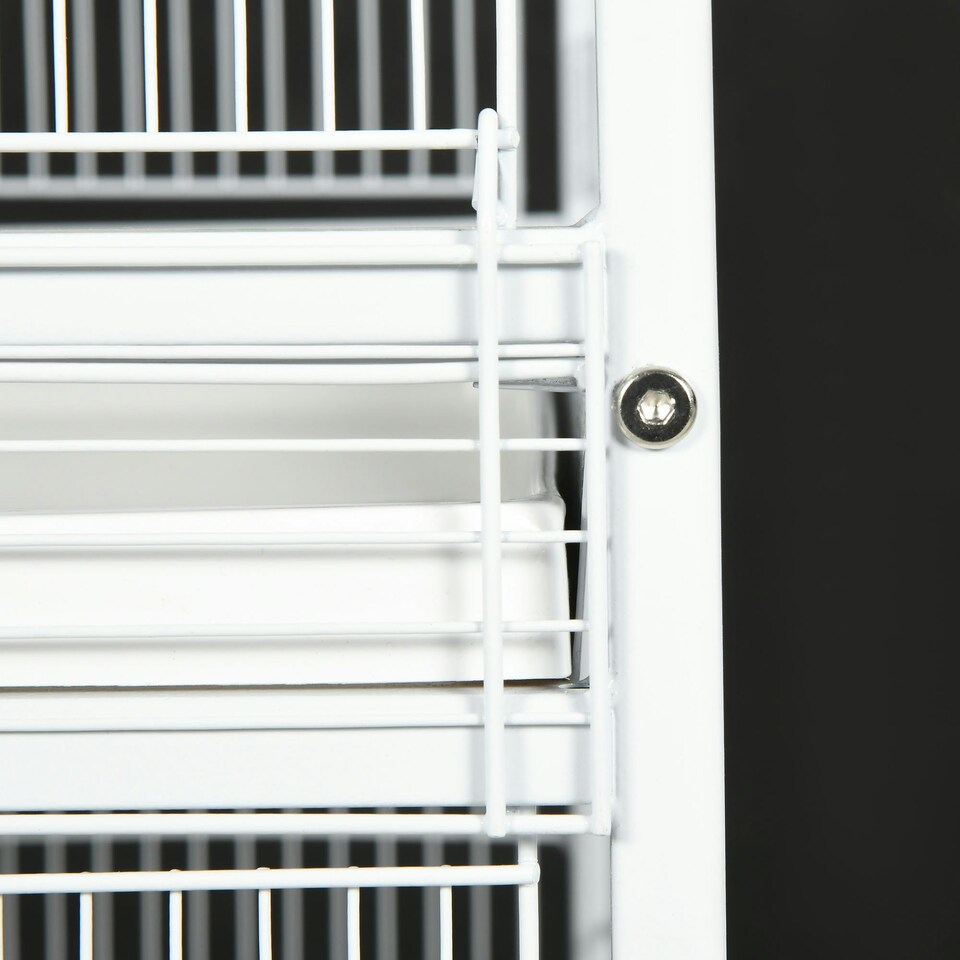 image 1 of PawHut Metal Bird Cage Feeder, for Small and Medium Bird - White