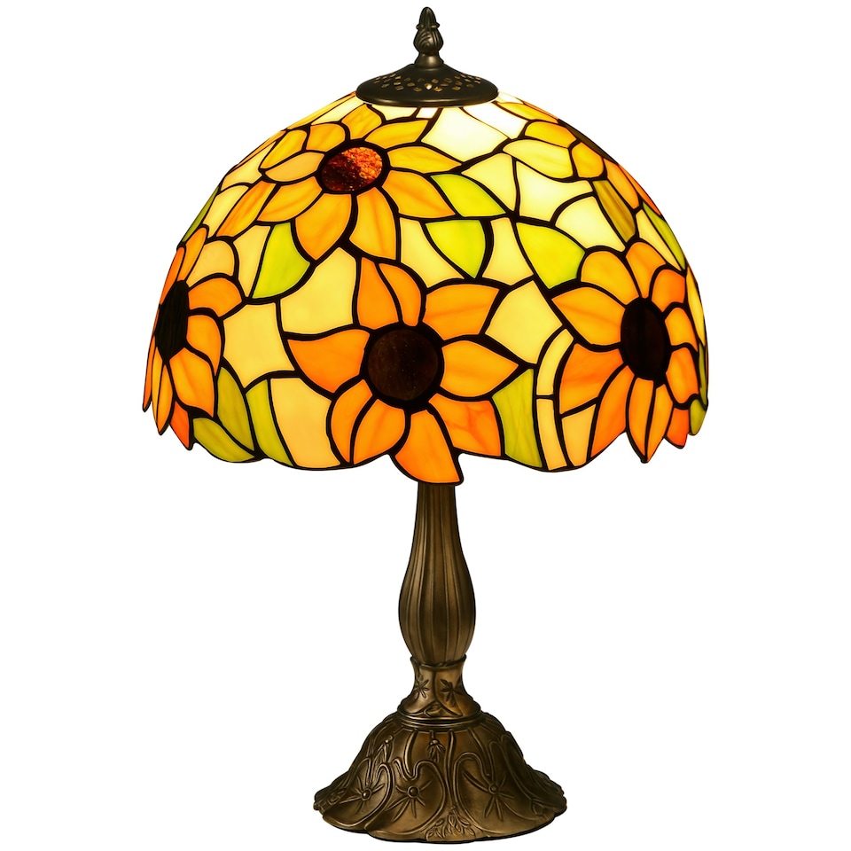 image 1 of HOMCOM Stained Glass Table Lamp, Handmade Antique Bedside Lamp