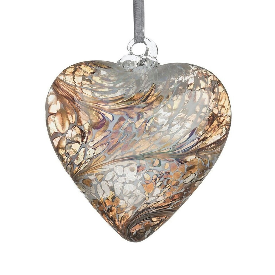 Sienna Glass 12cm Friendship Heart Pastel Gold