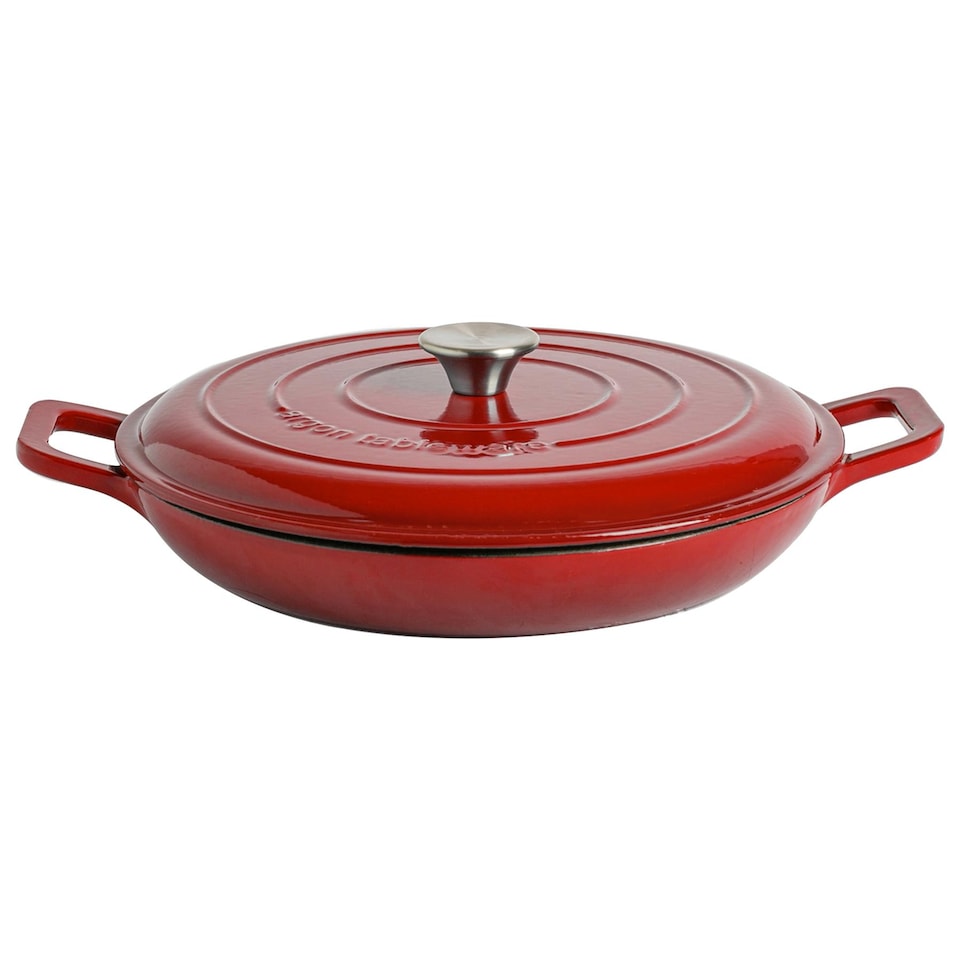 image 1 of Argon Tableware Shallow Cast Iron Casserole Dish - 2.3L - Red Ombre | Red | Red Ombre | 1