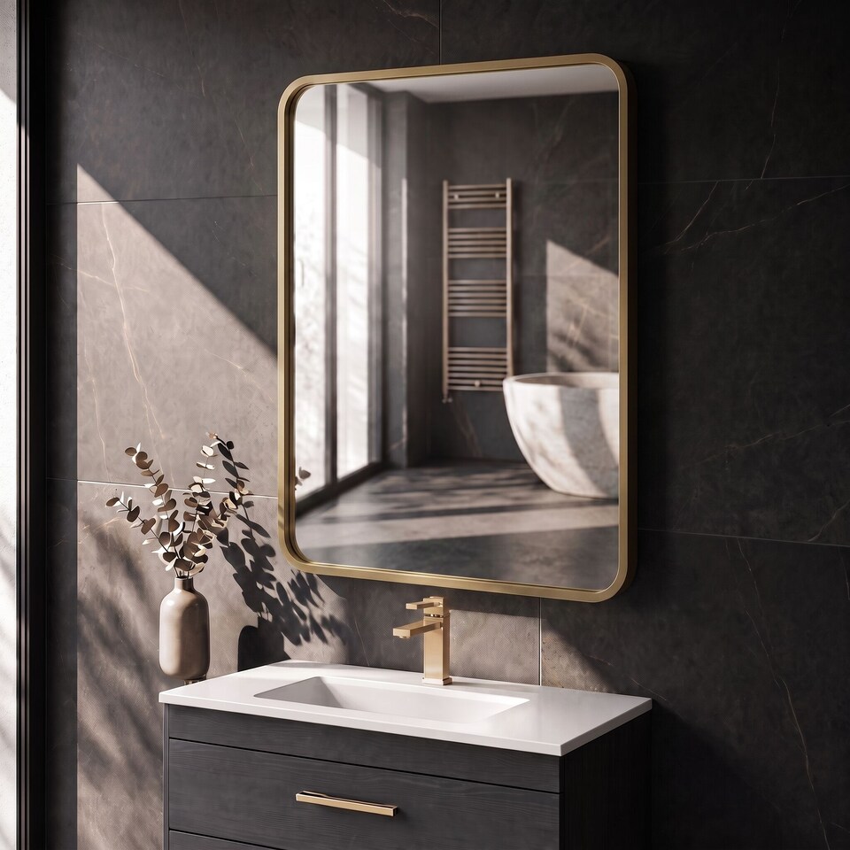 image 1 of Balterley Rectangular Bathroom Mirror Durable Brass
