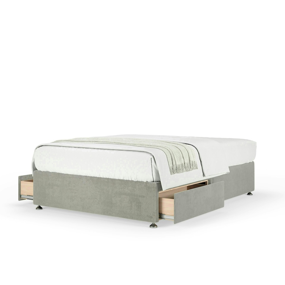 image 1 of Neptune Spring Seal Grey Naples Velvet 2 Drawer Divan Set Small Single