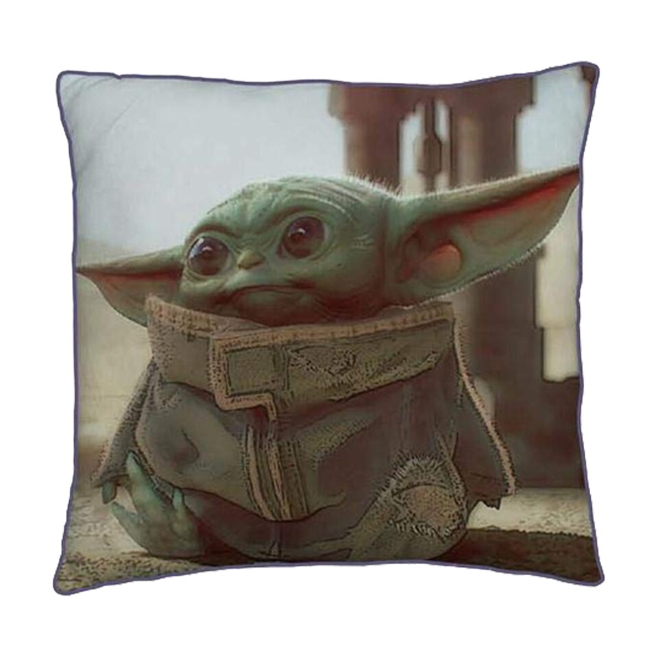 image 1 of Star Wars Baby Yoda Filled Cushion | Multi | Multicoloured | 40cm x 40cm | 1