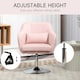 image 4 of HOMCOM Swivel Linen Fabric Accent Chair for Living Room Contemporary Vanity Armchair with Adjustable Height Thick Cushion Lumbar Support Armrest for Bedroom Office Pink