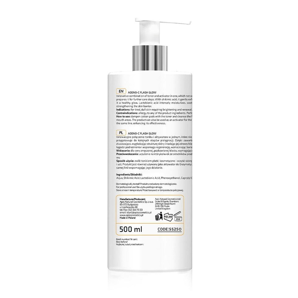 image 1 of Apis ADENO-C Flash Glow Illuminating Toner & Activator 2-in-1 | 500ml