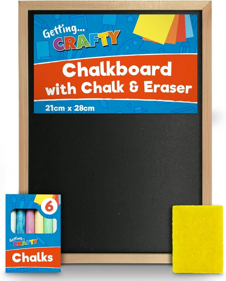 image 1 of SOL Chalkboard with Chalk & Eraser Set, 21 x 28cm Small Chalkboard for Kids