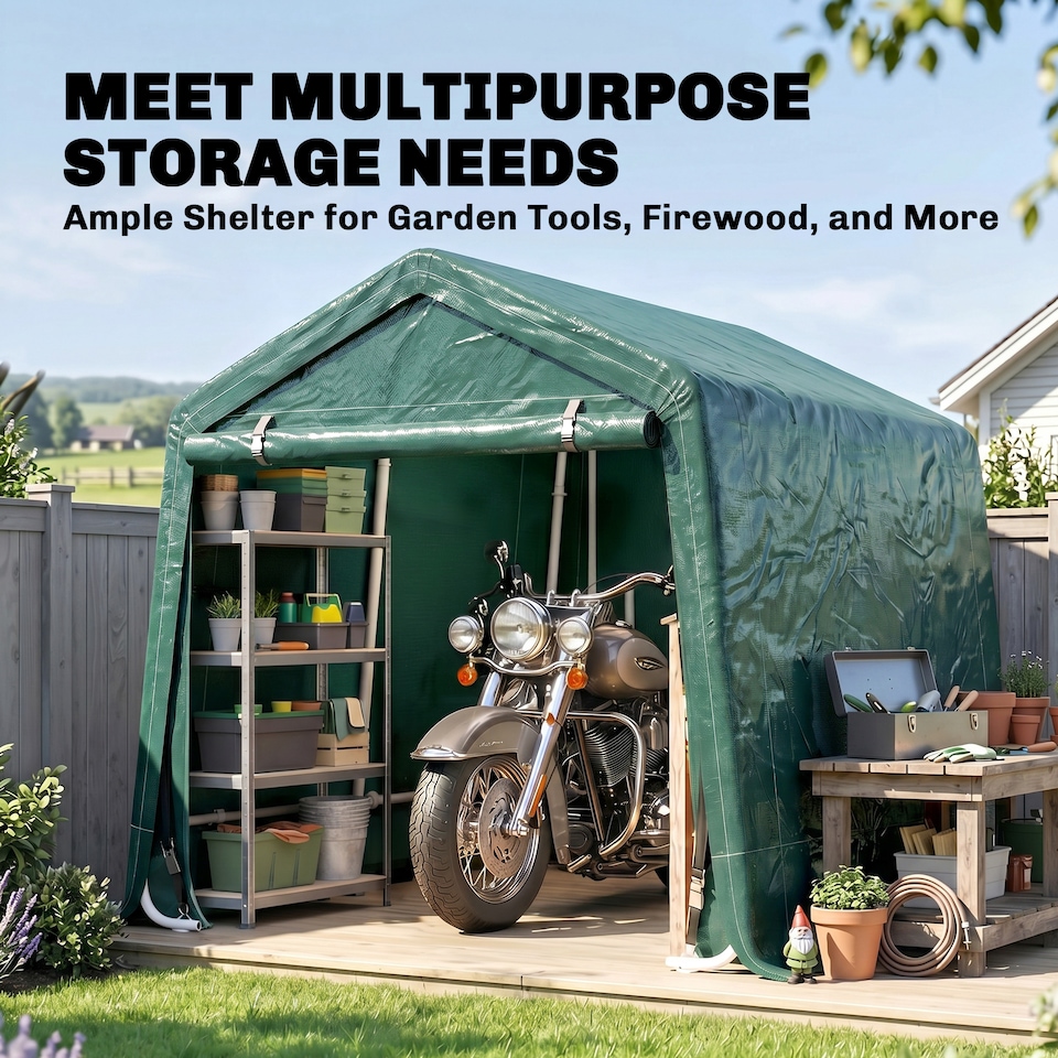 image 1 of Outsunny Outdoor Garden Storage Shed Waterproof Bike Tent w/ Zipper Doors