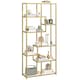 image 1 of HOMCOM 7-Tier Bookshelf, Geometric Bookcase, Industrial Floor Standing Book Shelf, Open Display Shelving Unit for Living Room, Home Office and Bedroom, White and Gold Tone | White | White and Gold Tone