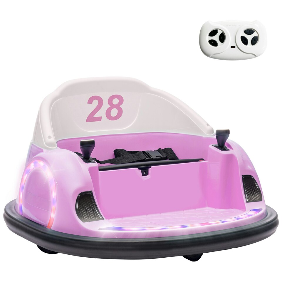 image 1 of AIYAPLAY 360° Rotation 12V Kids Bumper Car w/ Remote Control, Pink
