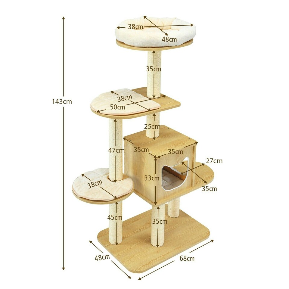 image 1 of COSTWAY 4 Levels Cat Tree Tower Cat Climbing Activity Center