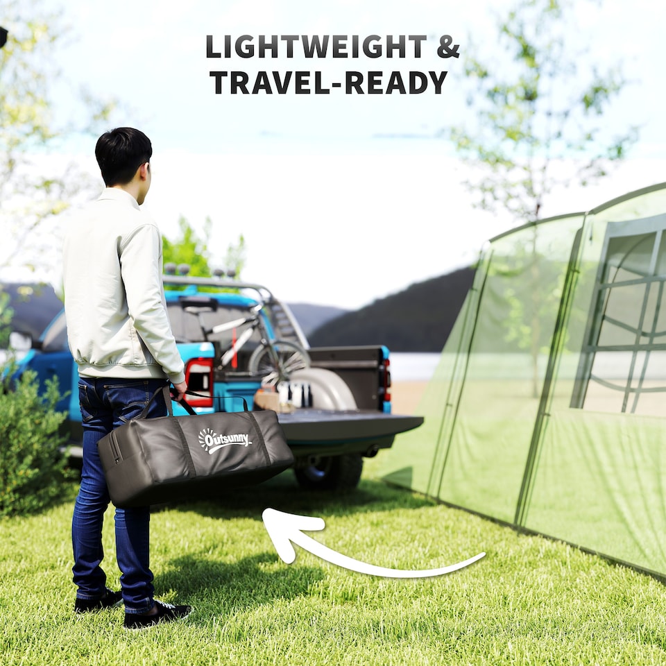 image 1 of Outsunny 3-4 Man Tunnel Tent with Sewn in Floor, 3000mm Waterproof | Green | Green