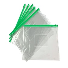 Pack of 12 A5 Green Zip Zippy Bags