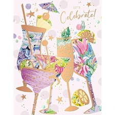 Words 'n' Wishes Female Birthday Card - General Card for Women - Cocktail Glasses with Embossed Foil Deatils - Eco-Friendly and Recyclable