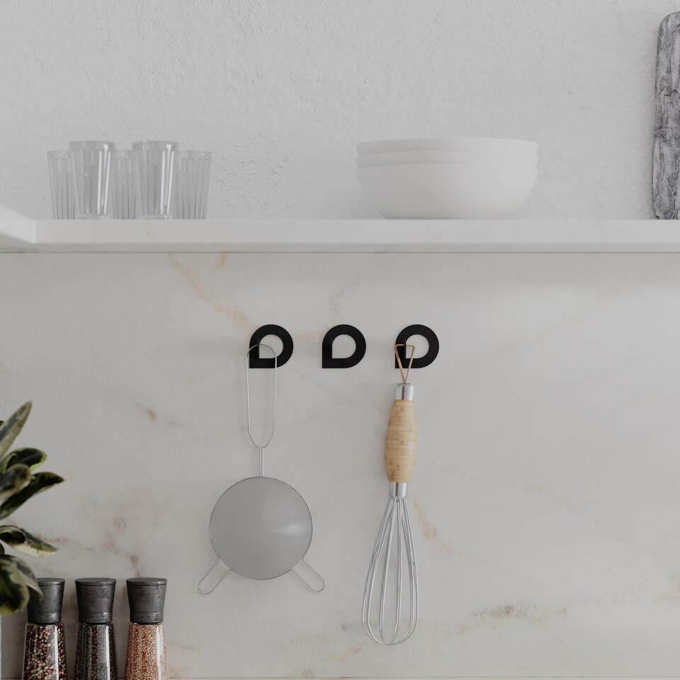 image 1 of Decortie Pino Metal Wall Hooks Set of 3 Black