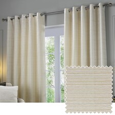 Paoletti Jupiter Chenille Jacquard Eyelet Curtain Pair Ivory/Gold (W)229cmx (D)137cm | Cream | Ivory/Gold | One Size