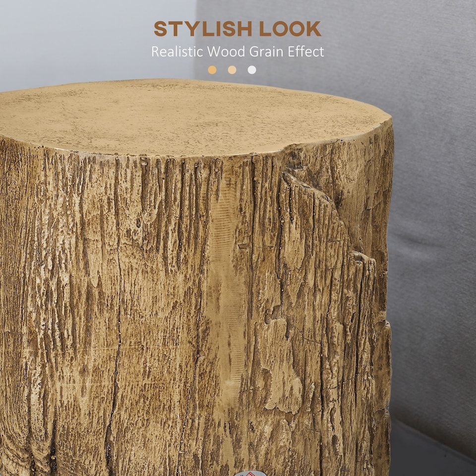 image 1 of HOMCOM Concrete Side Table Tree Stump End Table for Indoor Outdoors Natural | Brown | Natural wood effect