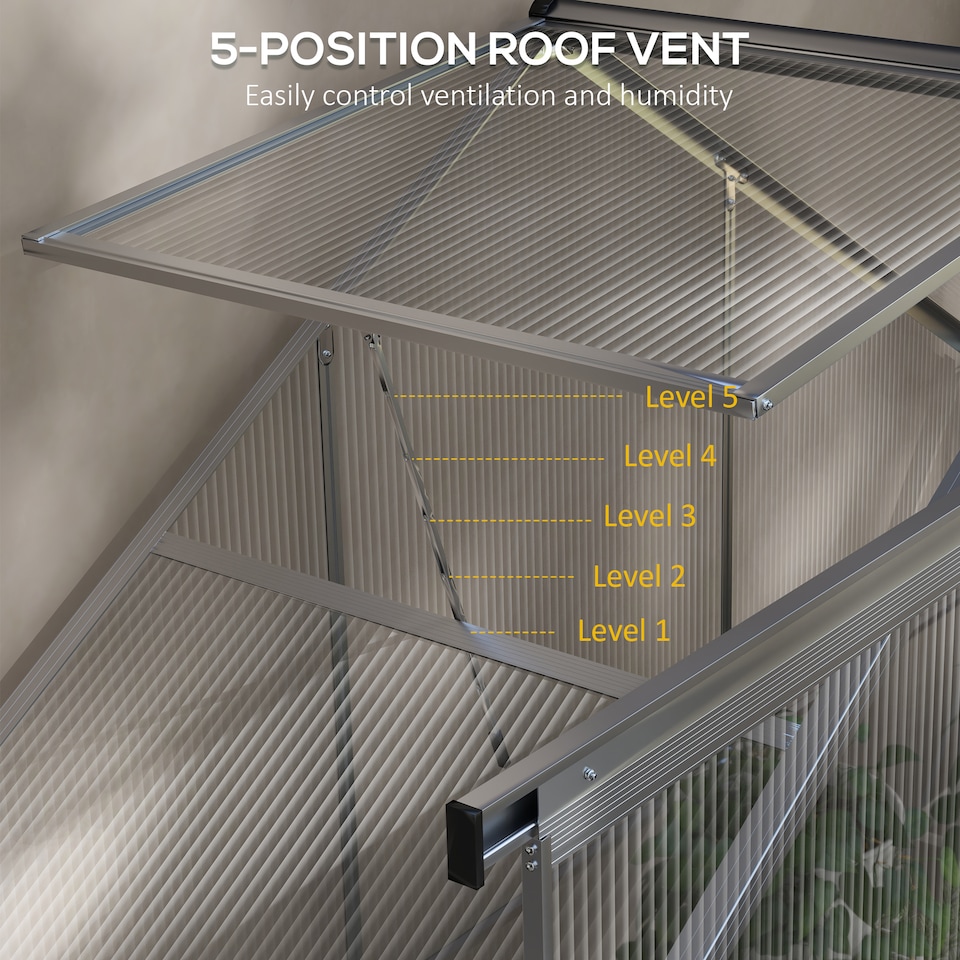 image 1 of Outsunny 6 x 2.5ft Polycarbonate Greenhouse Aluminium Green House